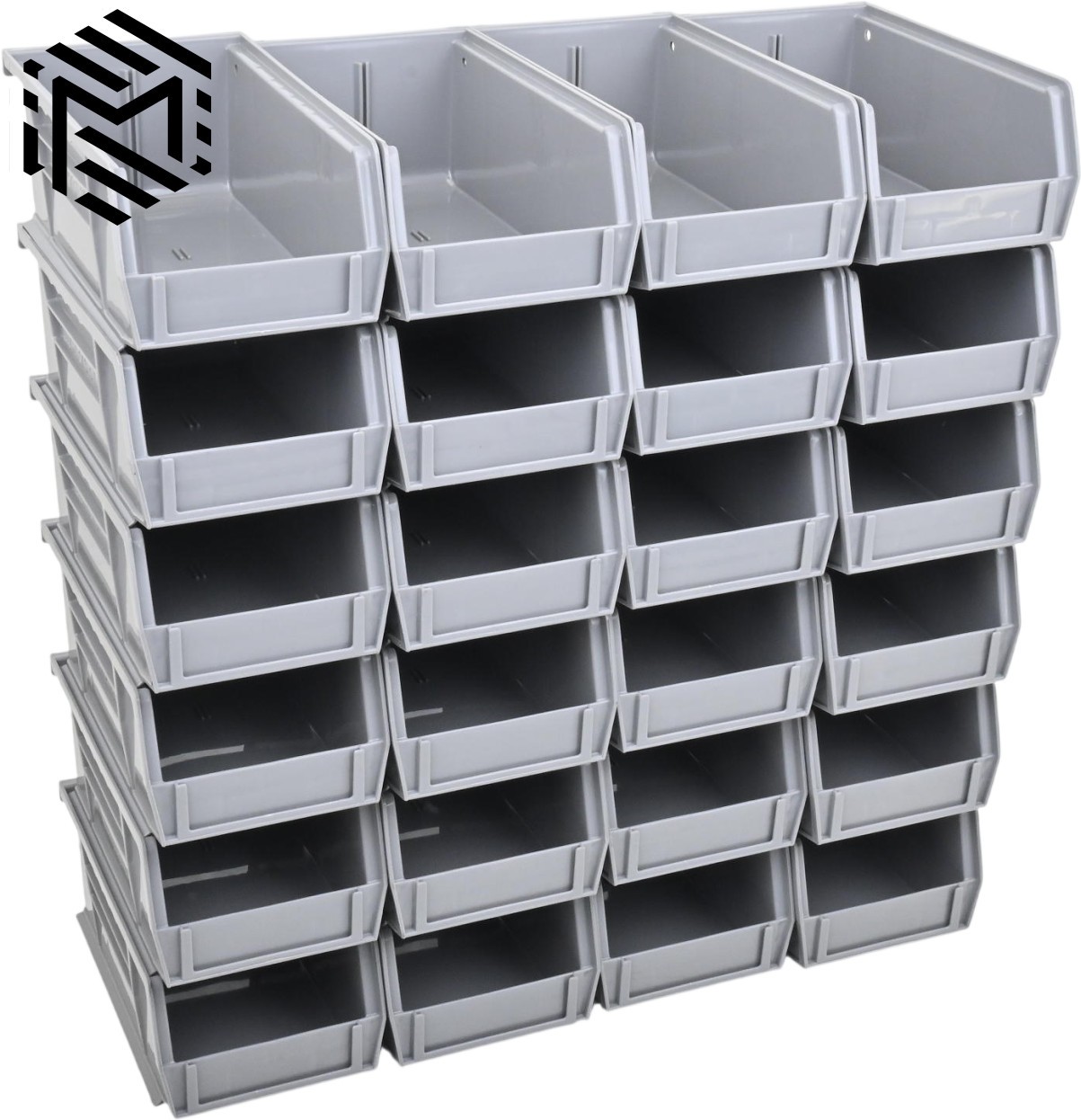 Qty 24 - AcroMills 30220 Grey AkroBins - 7-3/8" x 4-1/8" x 3" - Hopper Front