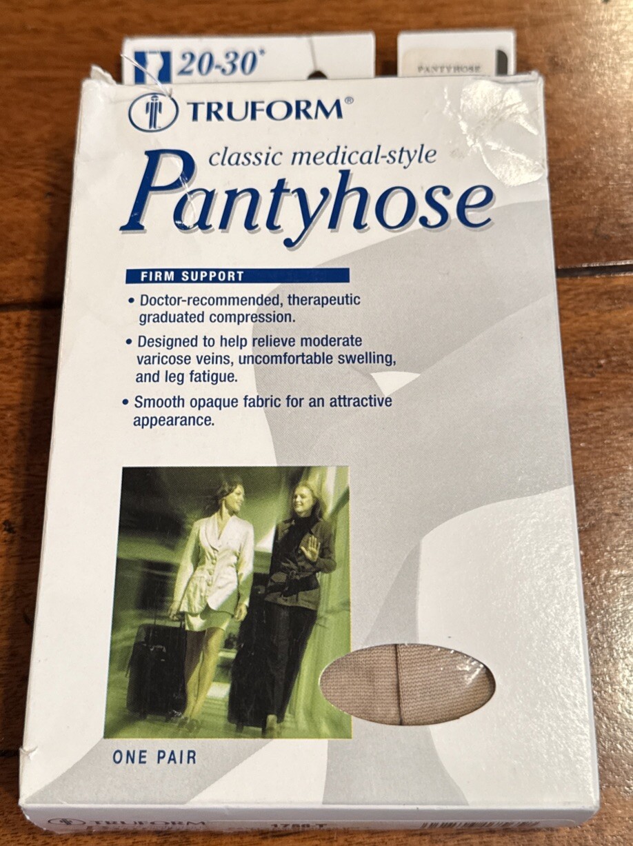 NEW TRUFORM Classic Medical-Style Pantyhose Beige 20-30mmHg Firm Support #1756-T