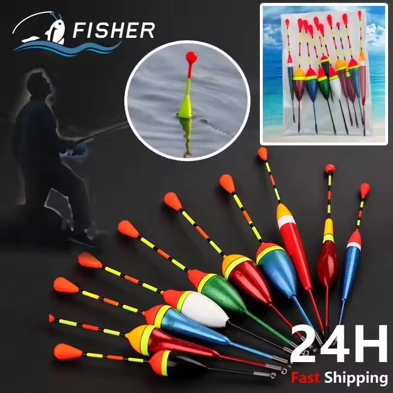 USA FREE SHIPPING 10PCS Mix Size Fishing Floats Bobbers Set for Crappie Bass