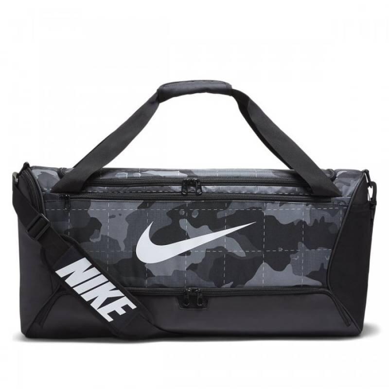 NWT Nike Brasilia 9.5 Training Duffel Bag Medium, 60L Grey Grid Camo DB1162-084