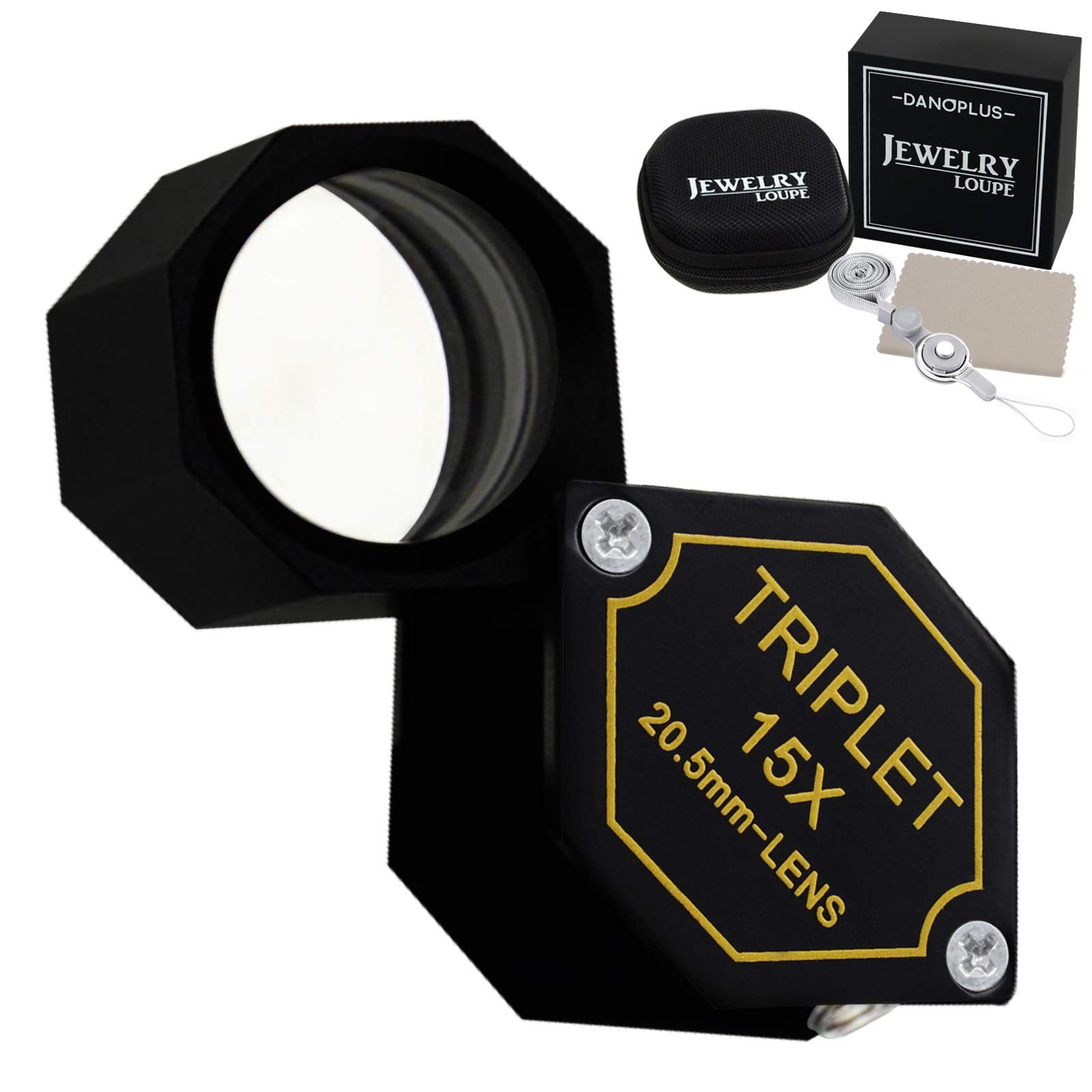 15x Magnifier Jewelry Loupe 20.5mm Triplet Lens Optical Glass Pocket Gem Magn...