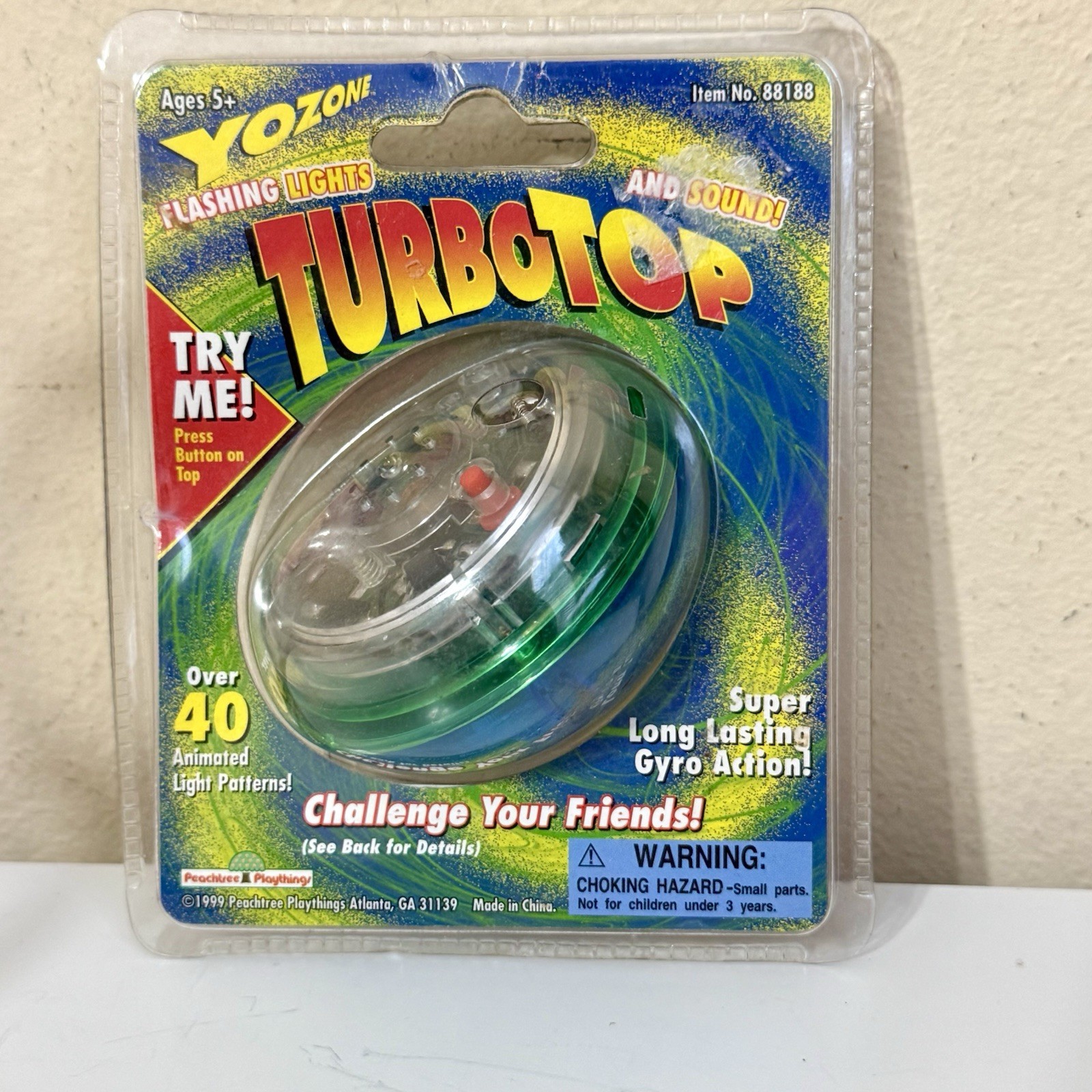 Yozone Turbo Top Flashing Lights Sound 1999 Vintage Toy Gyro Action 88188 Y2K