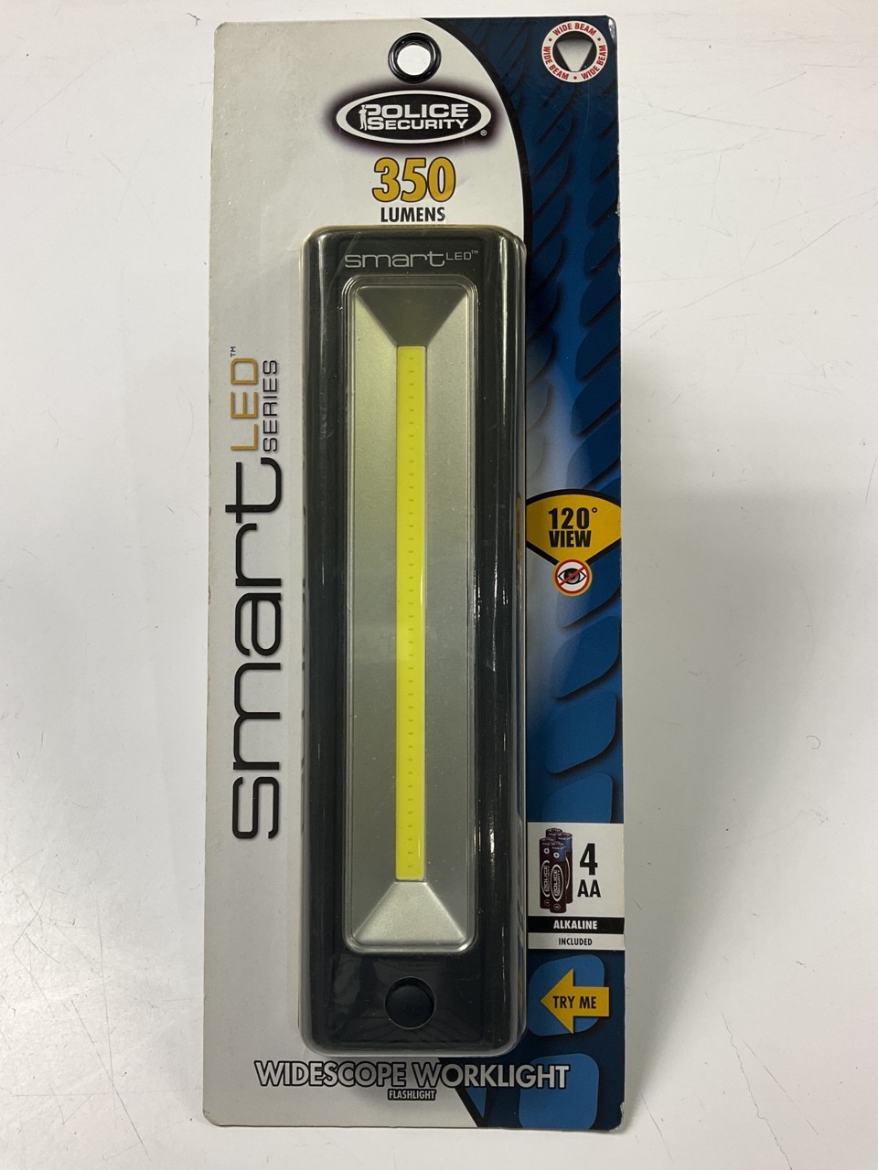 Police Security 98068 Broad Beam Wide LED Work Light Flashlight 350 Lumens, 4 AA
