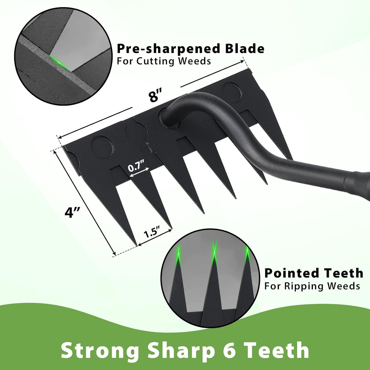 Manual Weeder Tool,6 Tines Garden Weeding Rake with Sharp Blade,55 Inch Long ...