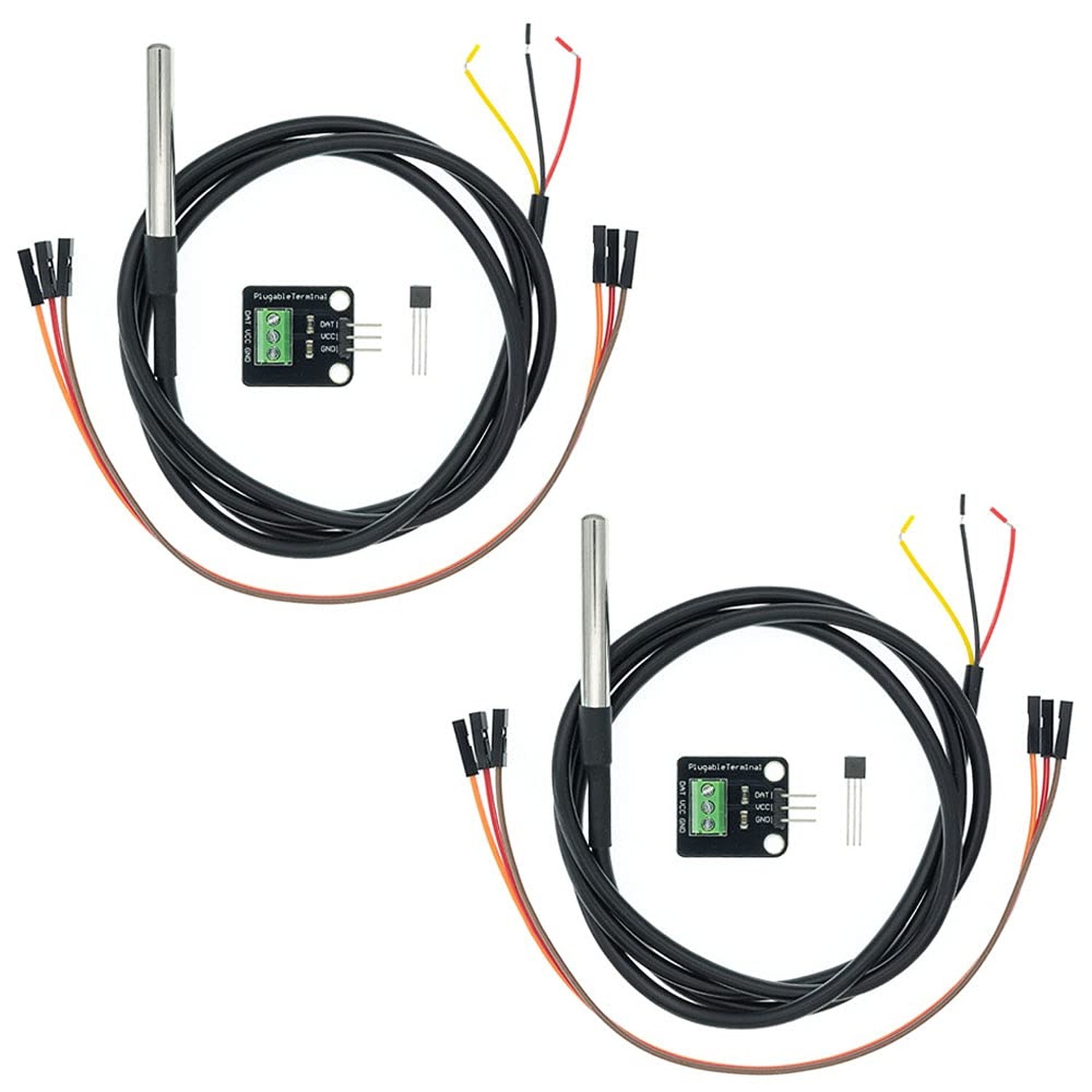 2 Pack Temperature Sensor Module Kit with Waterproof Stainless Steel Probe, T...