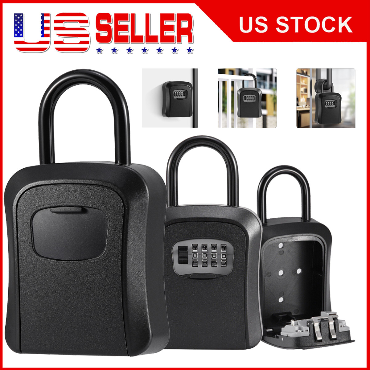 Modern Key Lock Safe - Sleek Weatherproof Wall Mount Key Box for Outdoor Storage