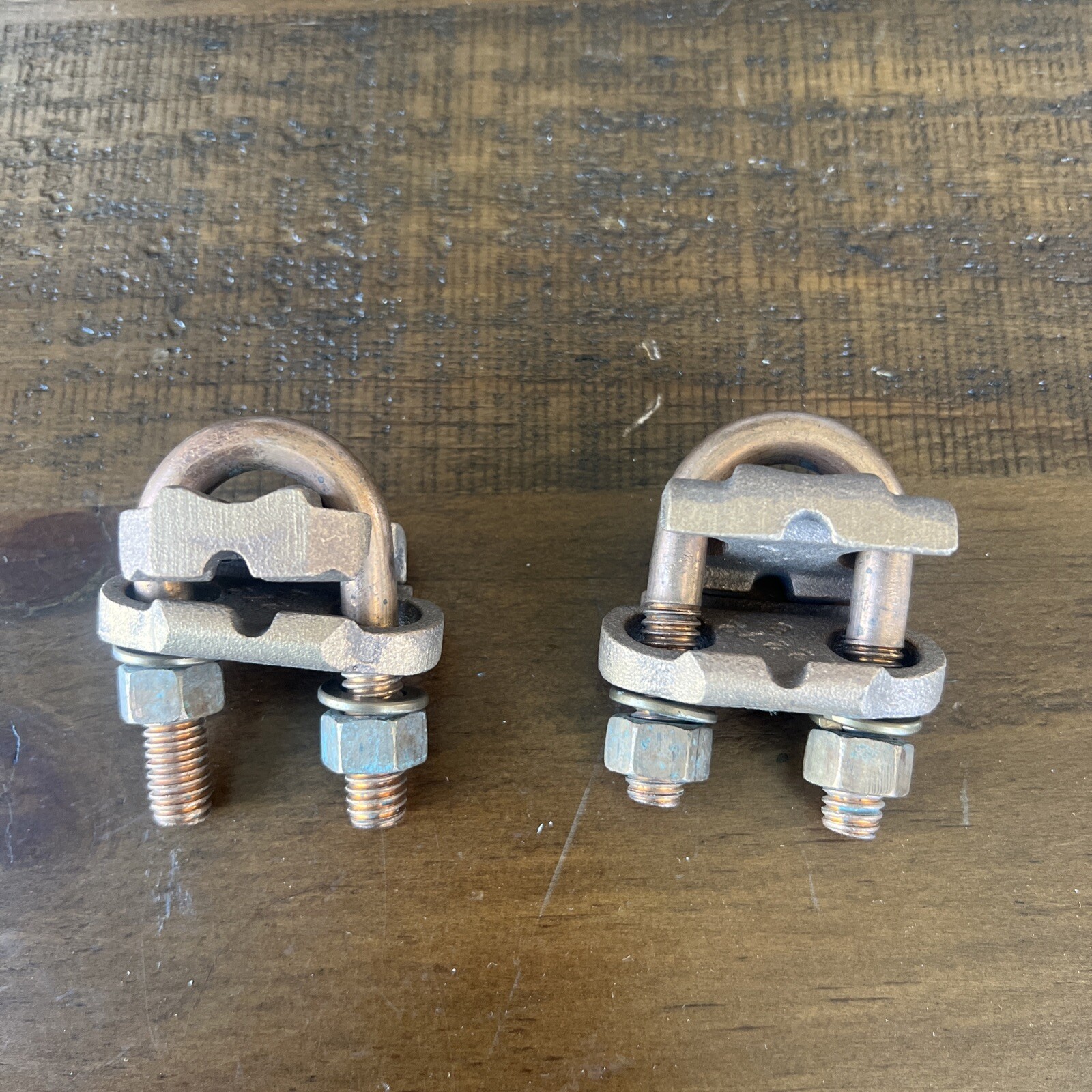Lot of (2) Panduit GPL-4 Bronze Grounding U-Bolt Clamp Connector 8SOL 4STR