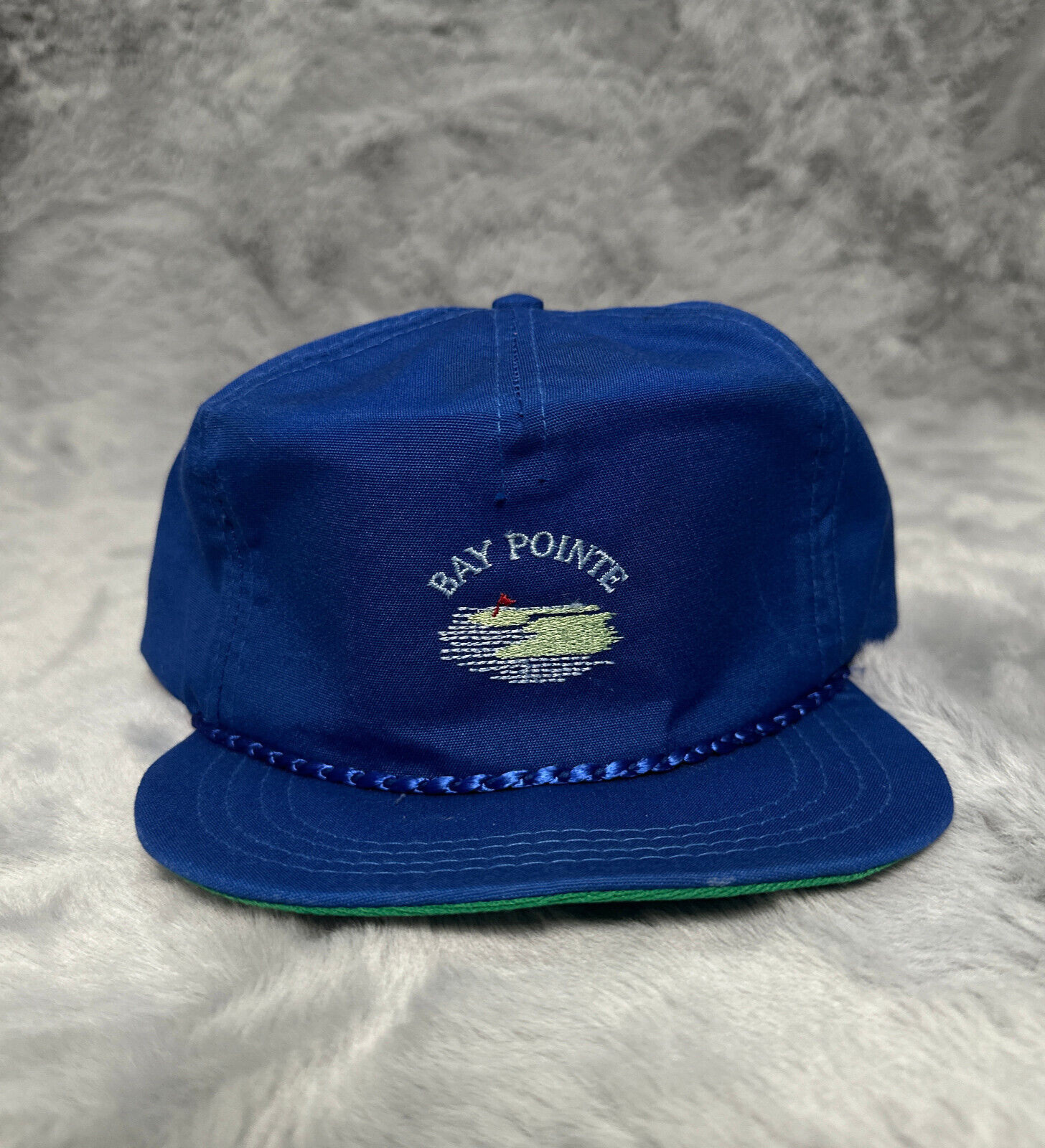 Vintage Bay Pointe Hat Blue Rope Strapback Derby Cap Made in the USA Golf