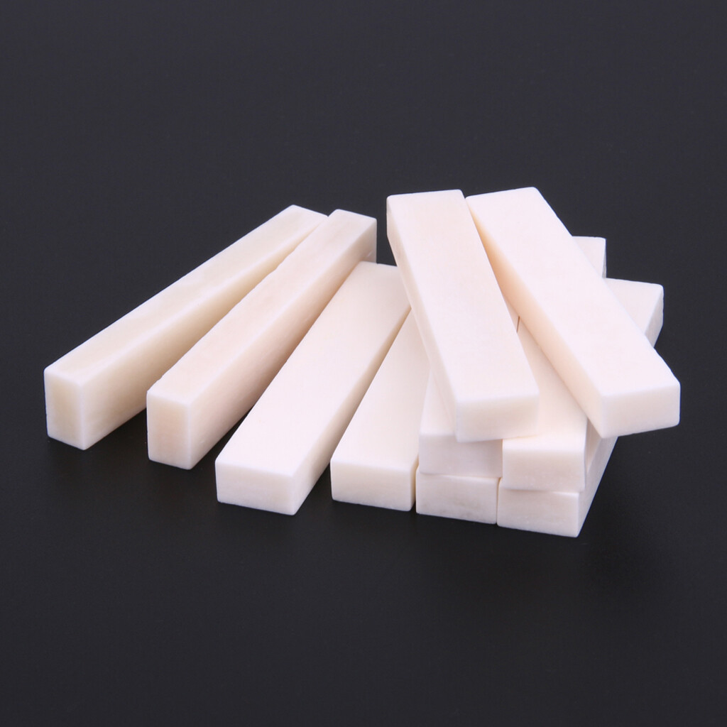 10x Bone Guitar Nut 2-1/8"x1/4"x3/8" (55x6x10mm) Blank Luthier White