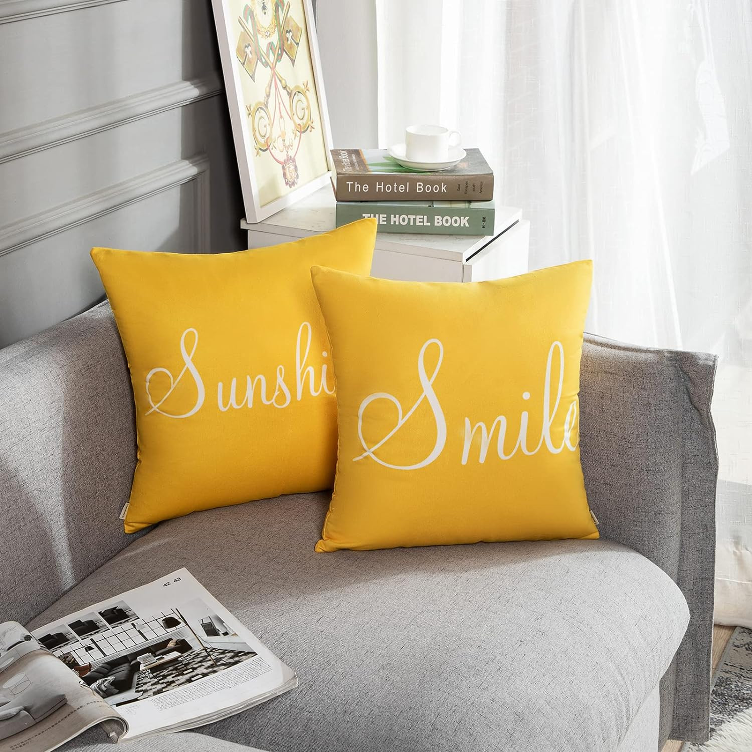 Britimes Yellow Set of 4 Throw Pillow 18" x (Pack 4),