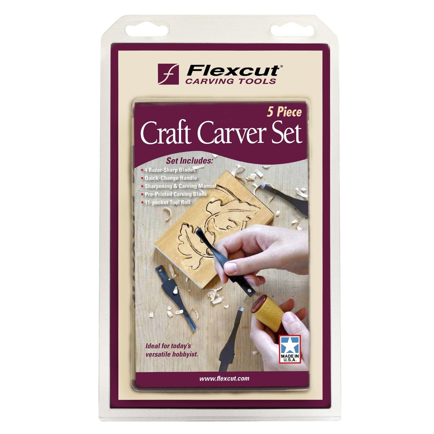 Flexcut Carving Tools, Craft Carver Set, 4 Carving Blades and ABS Handle Include