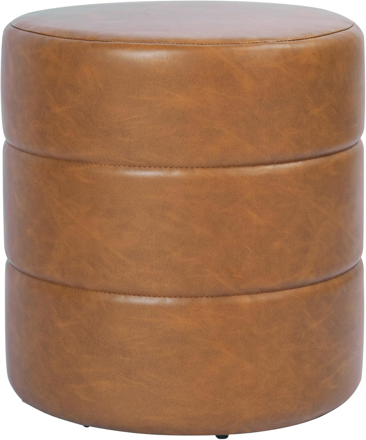 Upholstered Faux Leather round Ottoman (No Lid, Seat Only) | Home Décor | Foot