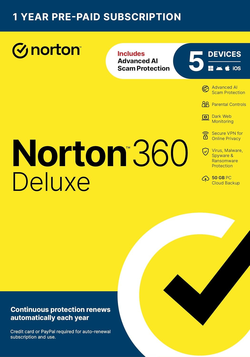 360 Deluxe 2026 Ready, Antivirus Software for 5 Devices with Auto-Renewal – Incl