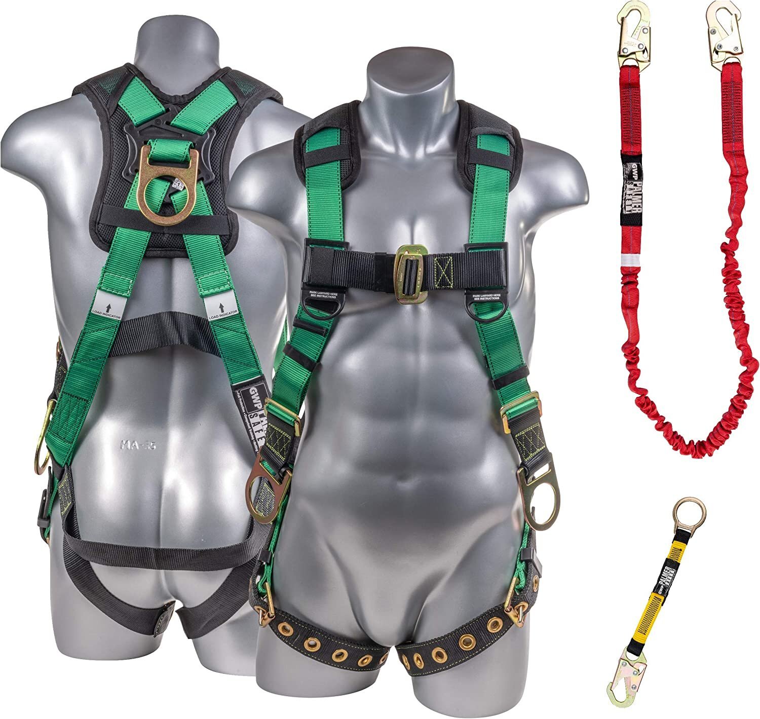 Palmer Safety Harness w/Detachable 6' INTERNAL SHOCK Absorbing Lanyard with...