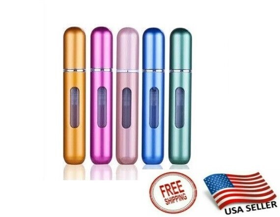5 Pcs Travel Portable Mini Refillable  Perfume Atomizer Bottle Spray Pump Case