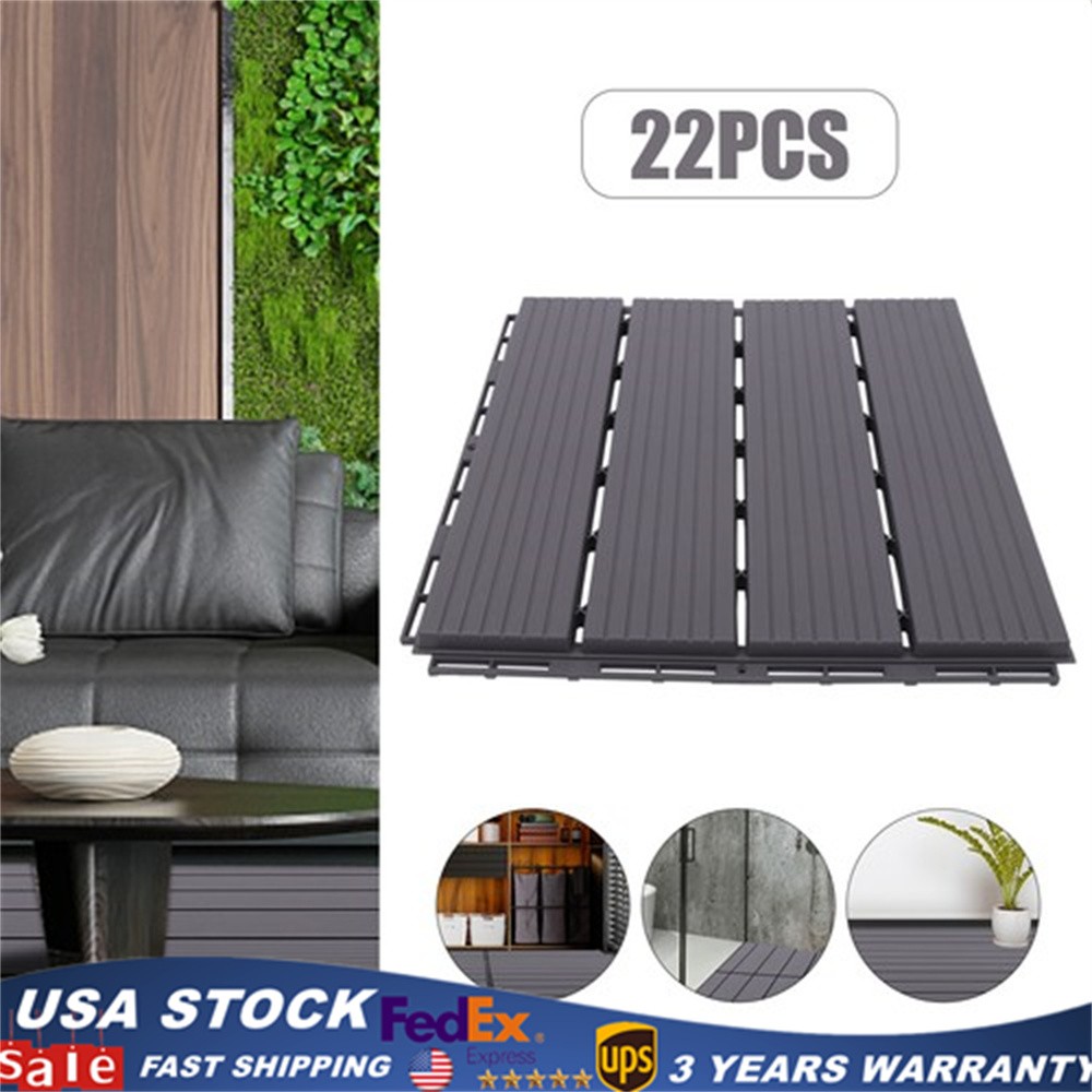 22Pcs Outdoor Patio Deck Tile Garden Flooring Interlocking Decking Tile 12*12 In