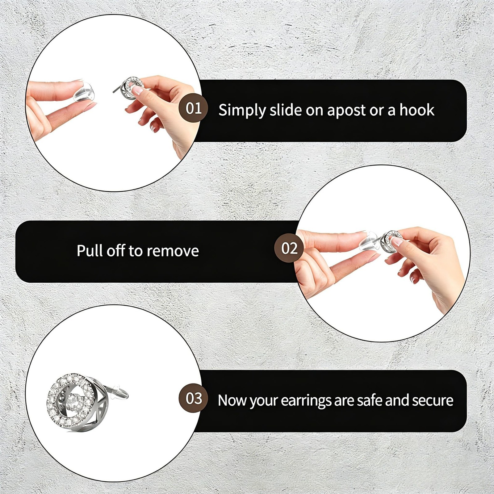 6 Styles 600Pcs Silicone Earring Backs Clear Soft Plastic Rubber Earring Backing