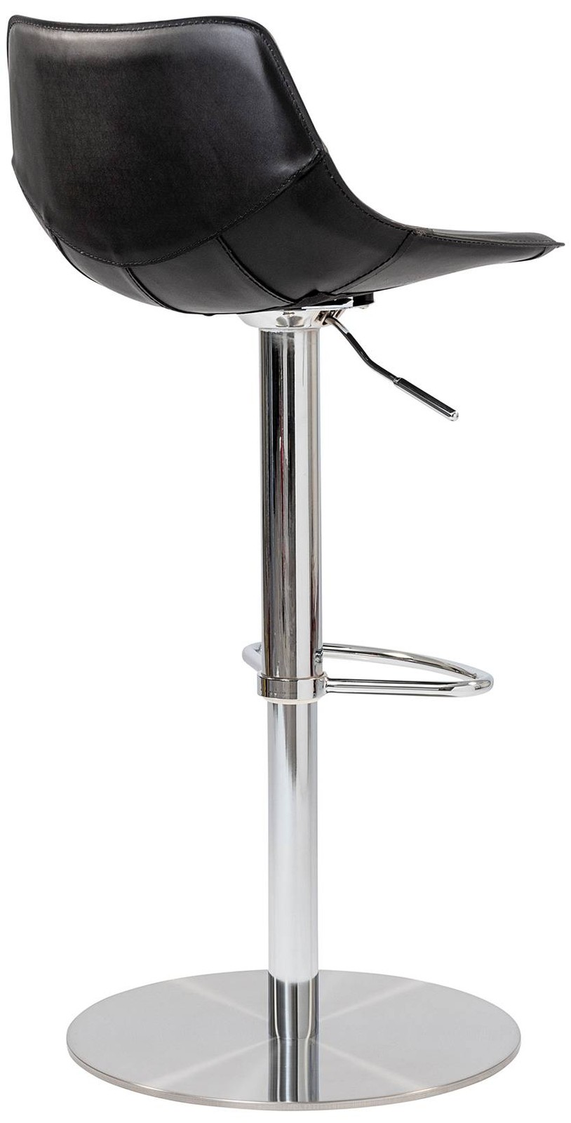 Rudy Black Leather Adjustable Swivel Stool