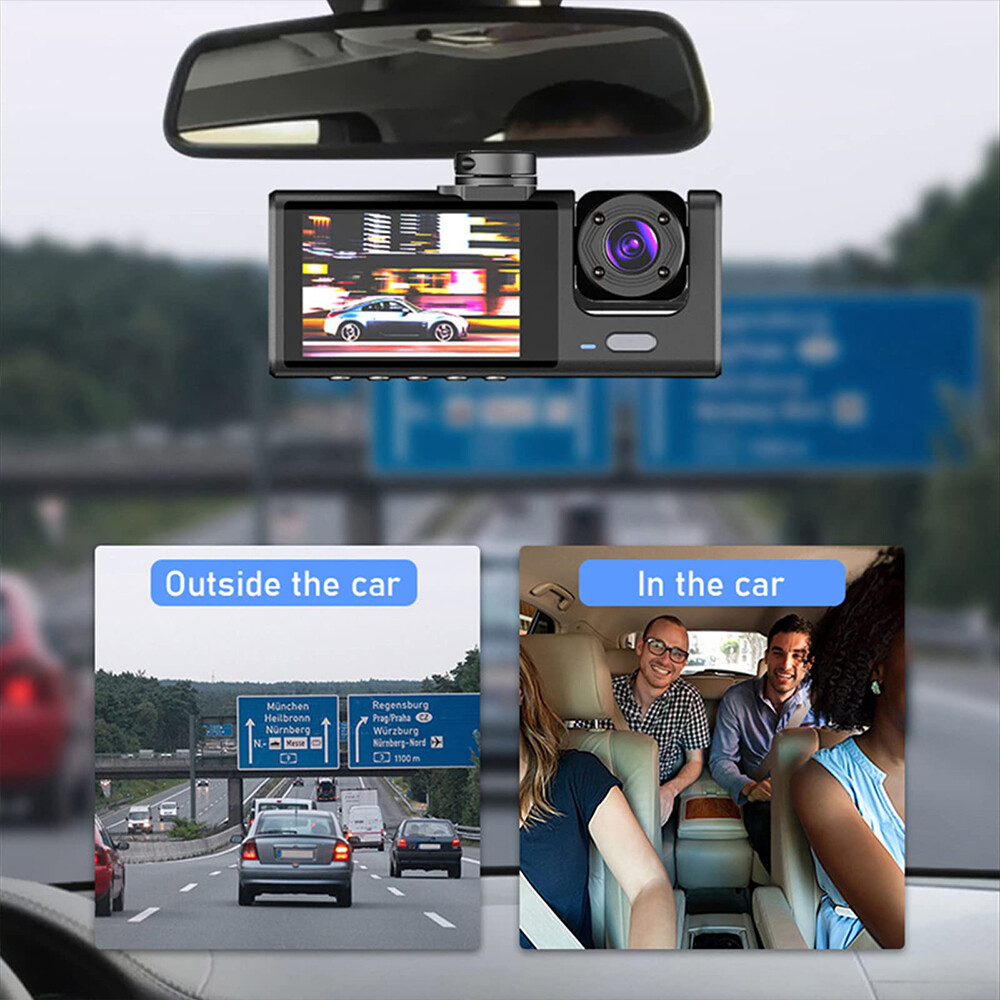 Car Dual Len Dash Cam Video Recorder Camera HD G-sensor Front/Rear/Inside Camara
