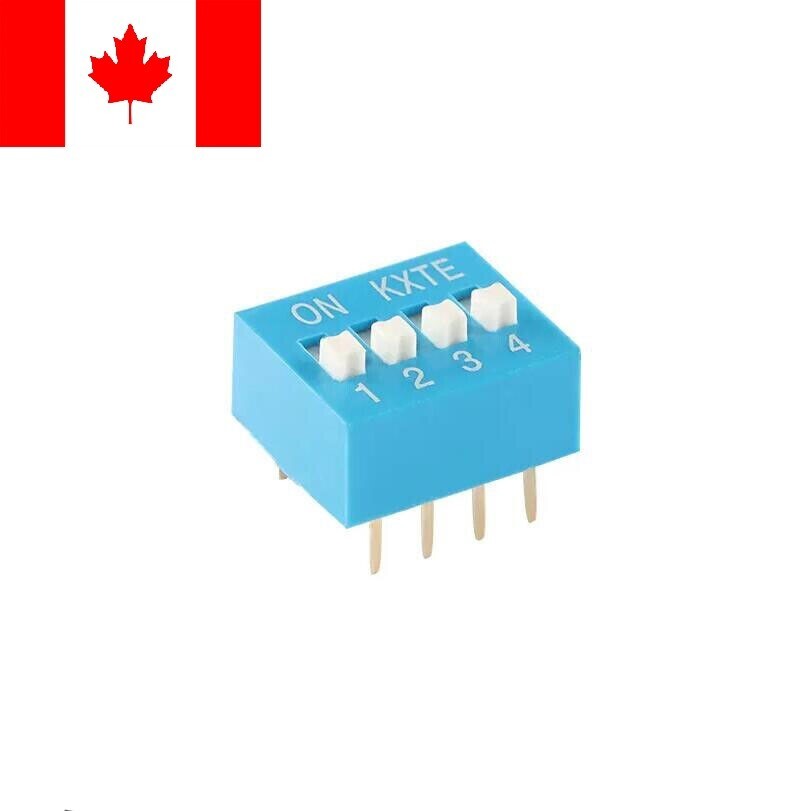 3PCS DIP Switch /2.54mm Spacing /4 Positions /4Pin / 4Way Blue. CANADA