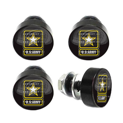 4 Black Billet Army License Plate Frame Bolts Motorcycle Custom Tag Fastener
