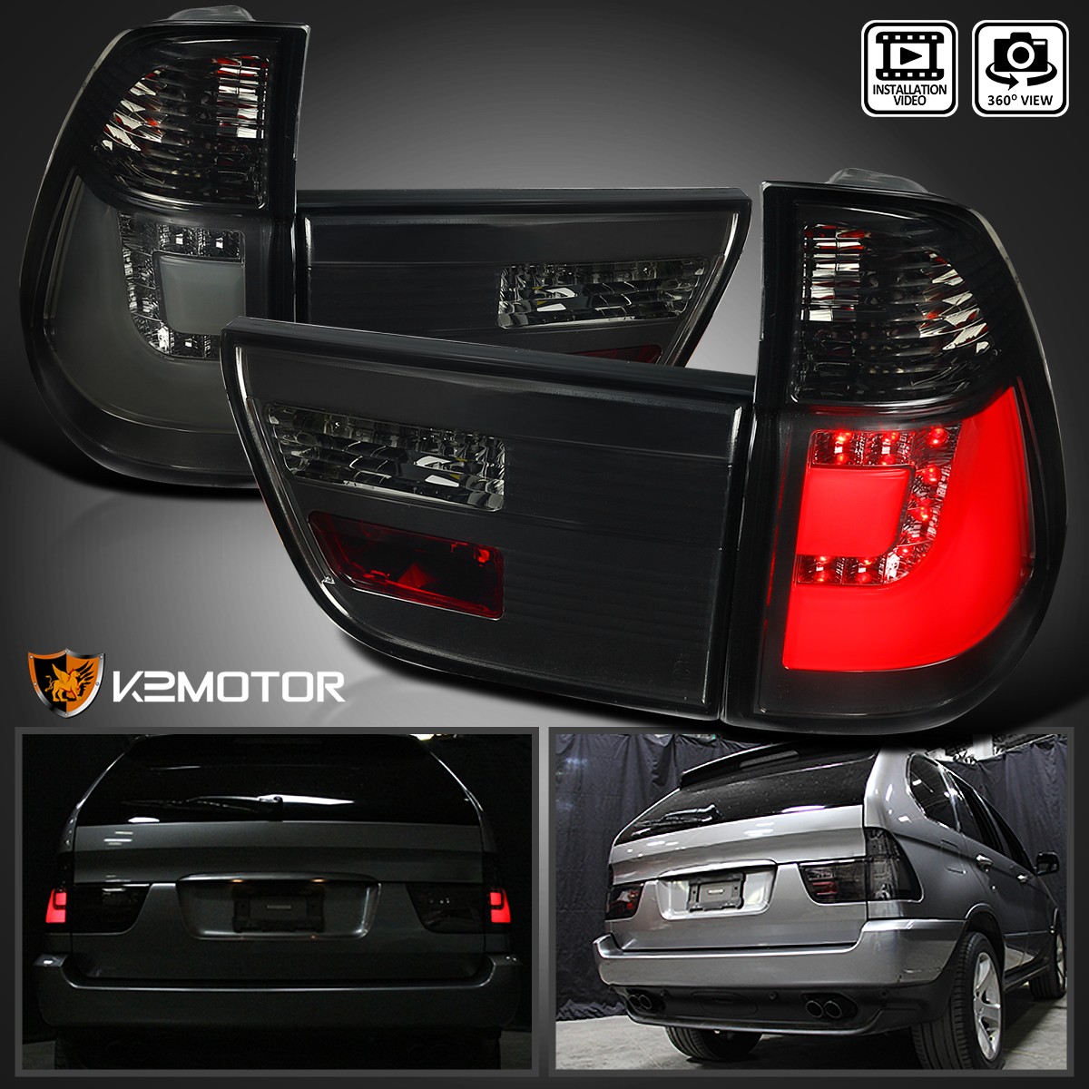 Fits 2000-2006 BMW E53 X5 Smoke LED Tail Lights Stop Brake Lamps Rear Left+Right