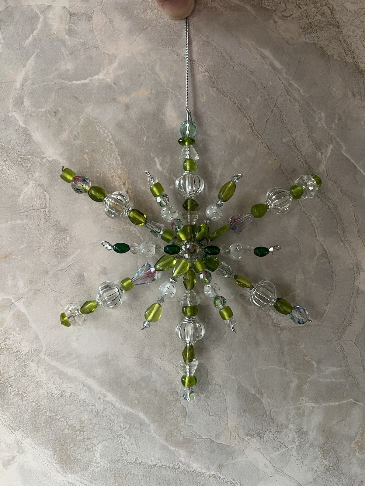 Beautiful Light Green And Warm Tones Christmas Snowflake Or Sun Dream Catcher
