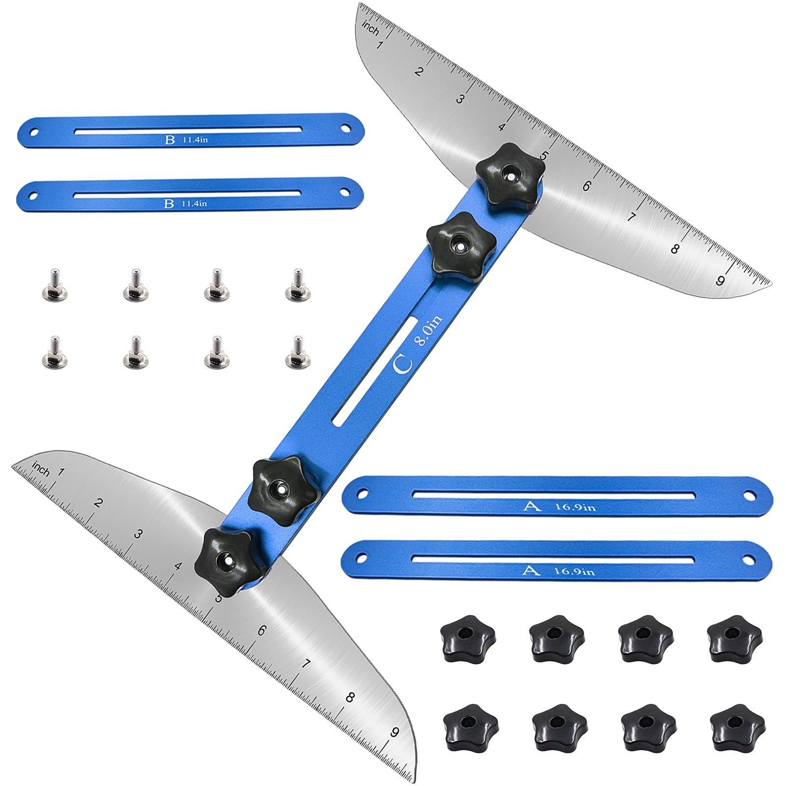 Stair Treads Gauge Template Tool - Staircases Jig, Measuring Set, Shelf Scrib...