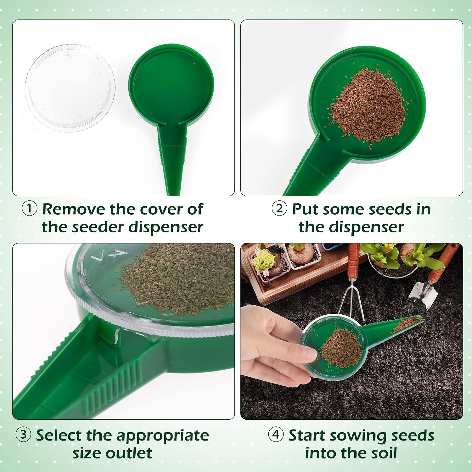 2 Pieces Seed Spreader Handheld Seed Planter Tool Seed Sower for Tiny Seeds,