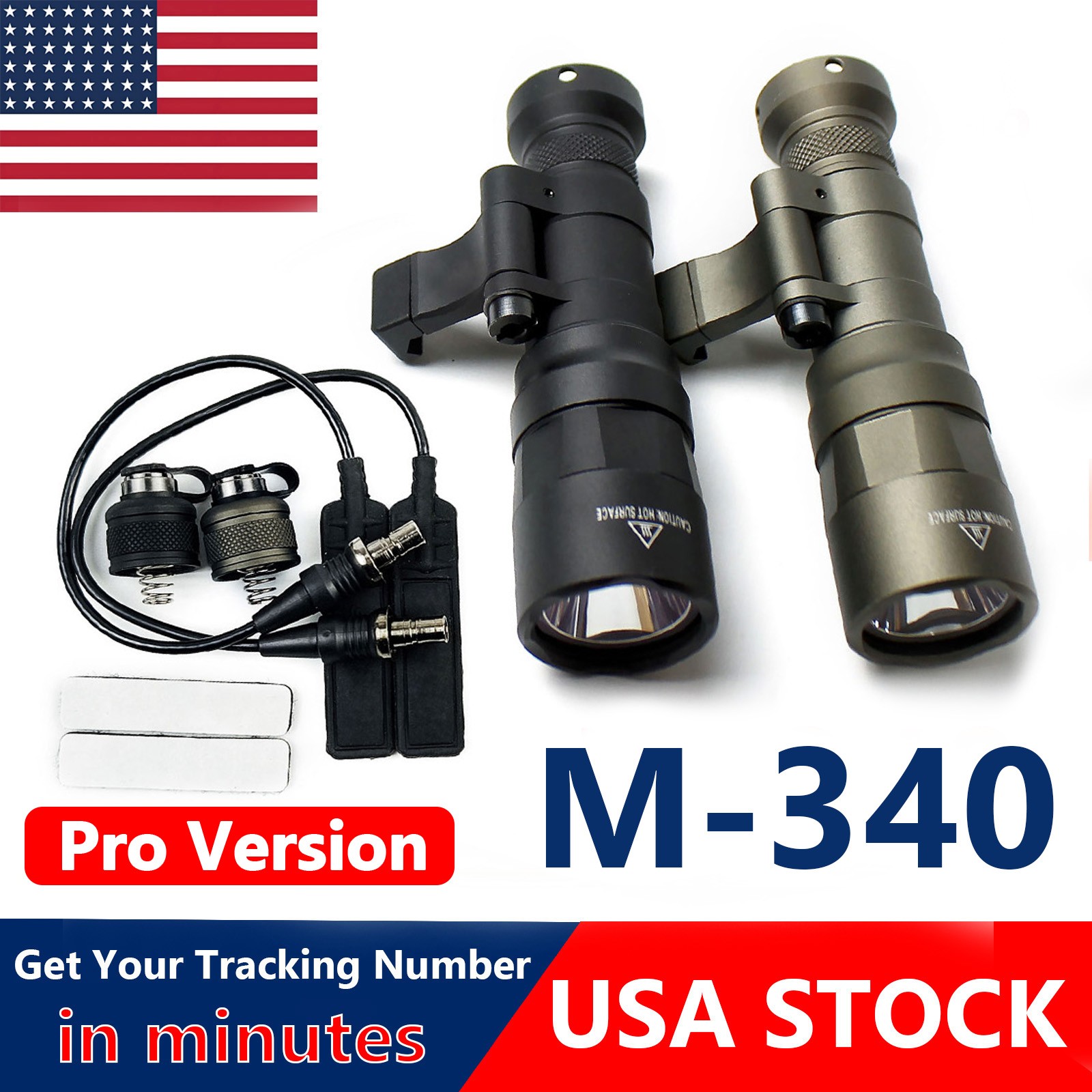 Metal M340 DFT Pro Light LED Offset Flashlight W/ Switch For 20mm Picatinny Rail