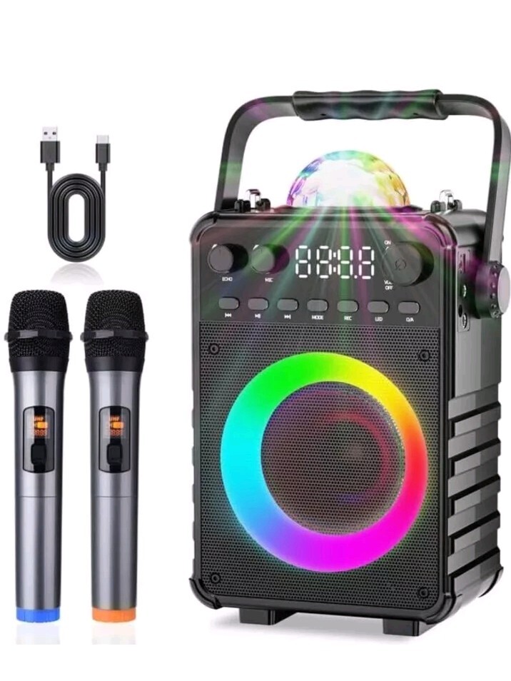 Amazmic Karaoke Machine with 2 Wireless Microphones,