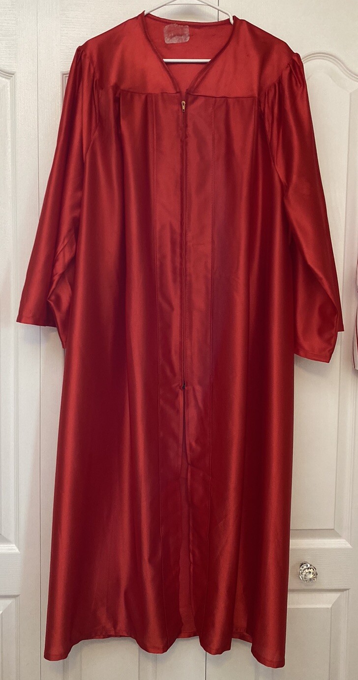 Collegiate Red Unisex Graduation Gown Robe Zip Front 5’9-5’10”