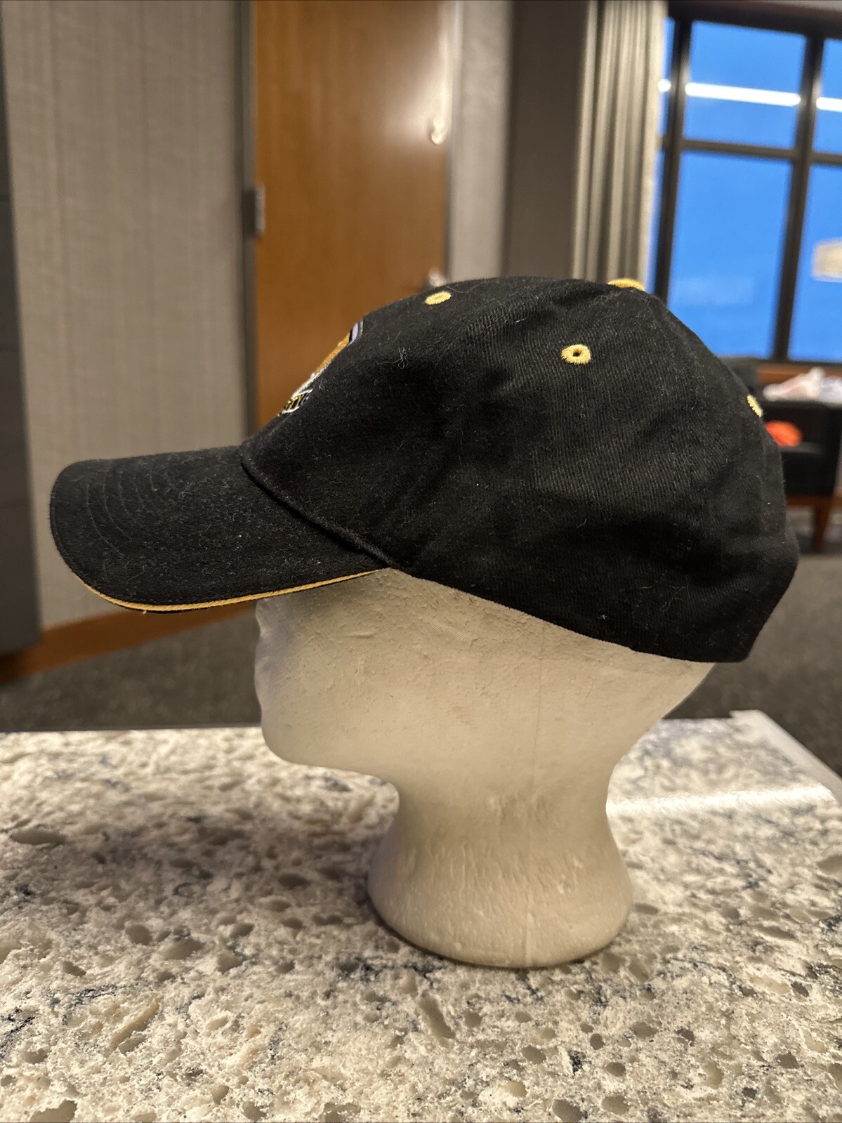 IC University Gold and White and Gray Logo on Black Hat Cap NWT Strap Buckle