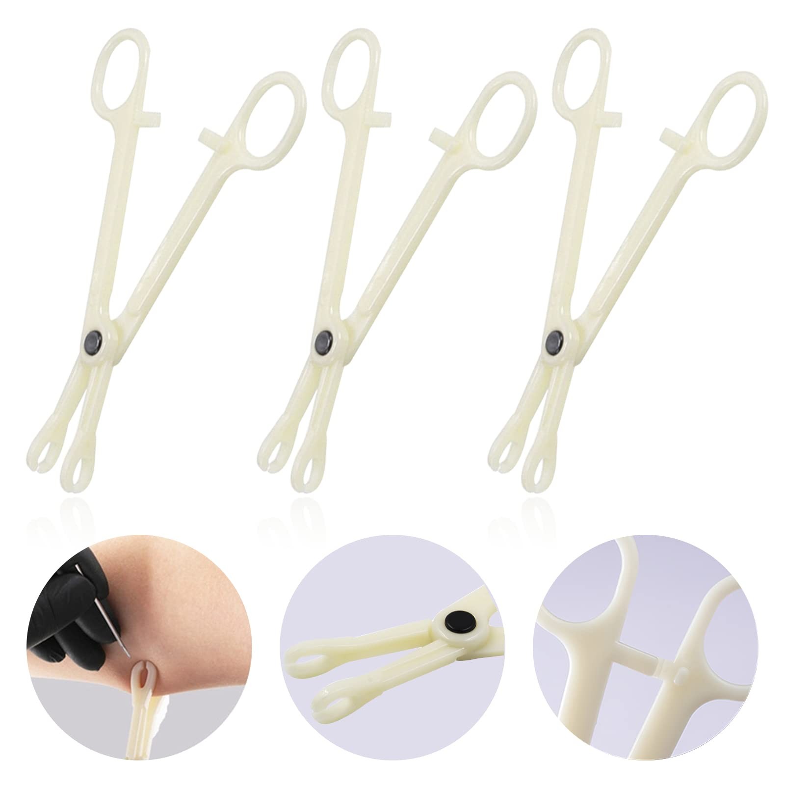 Disposable Piercing Clamps - 25Pcs Piercing Forceps Rounded Slotted Septum Cl...