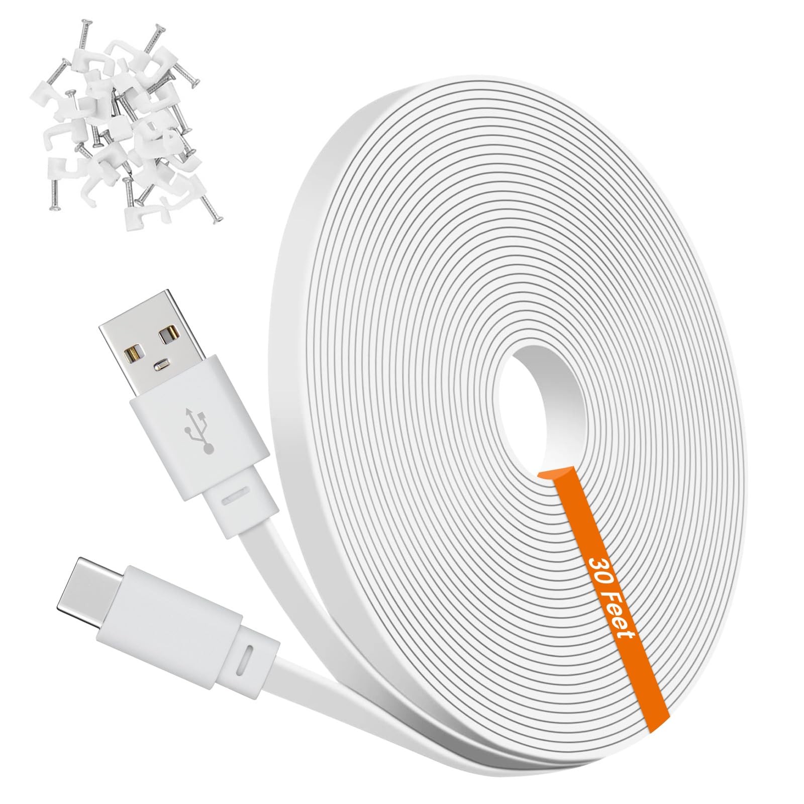 weishan 30ft USB C Cable 30 feet (Length), 0.7 inch (Thickness), White