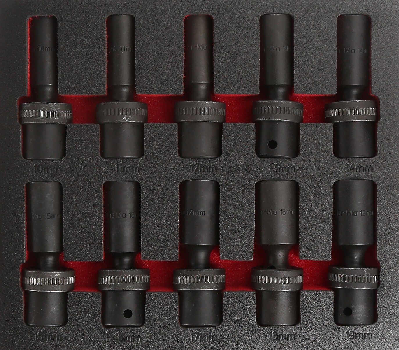 10 Pc 1/2 Inch Drive 6 Point Deep Universal Impact Socket Set Metric Size