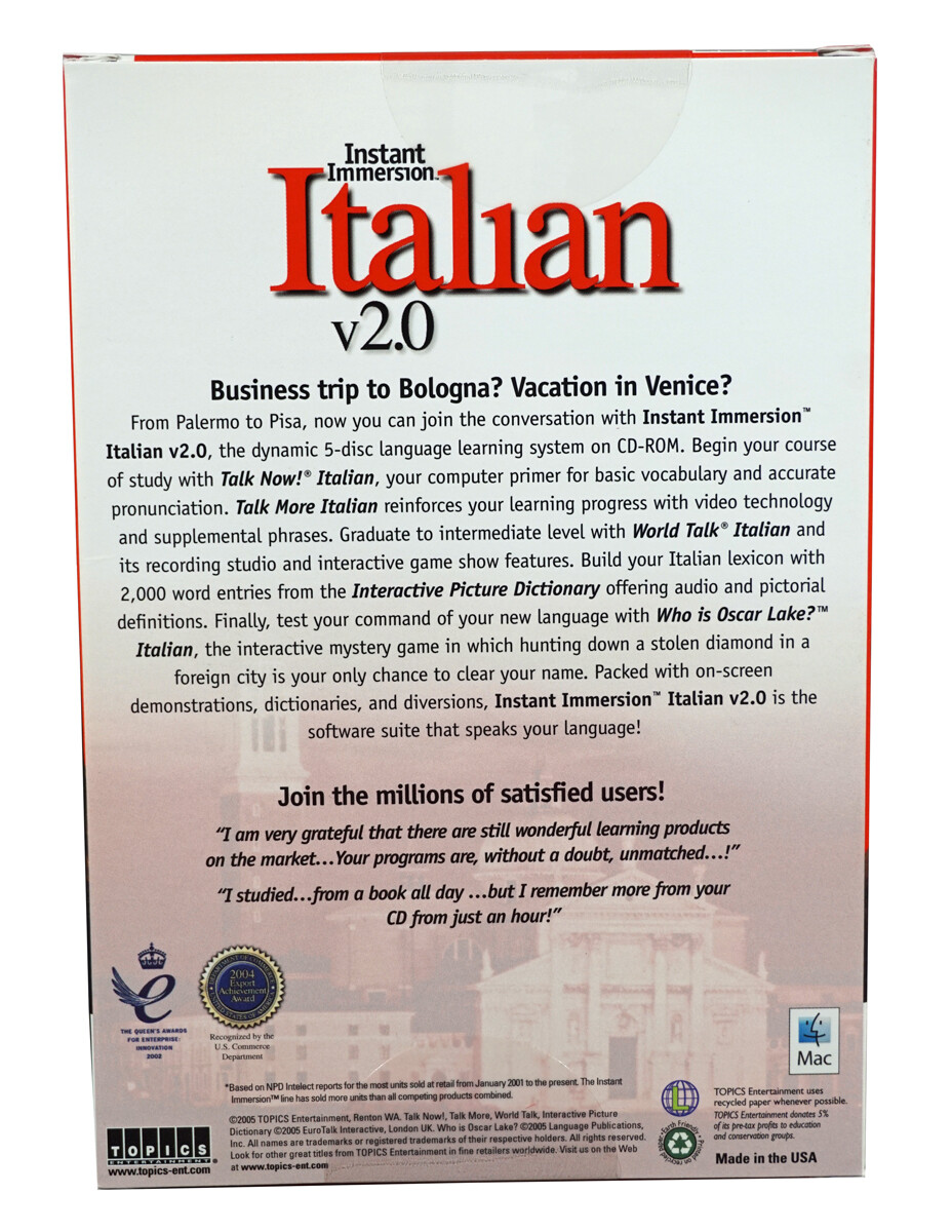 Instant Immersion Language Learning Italian (5 CD-Roms) - Designed for Beginners