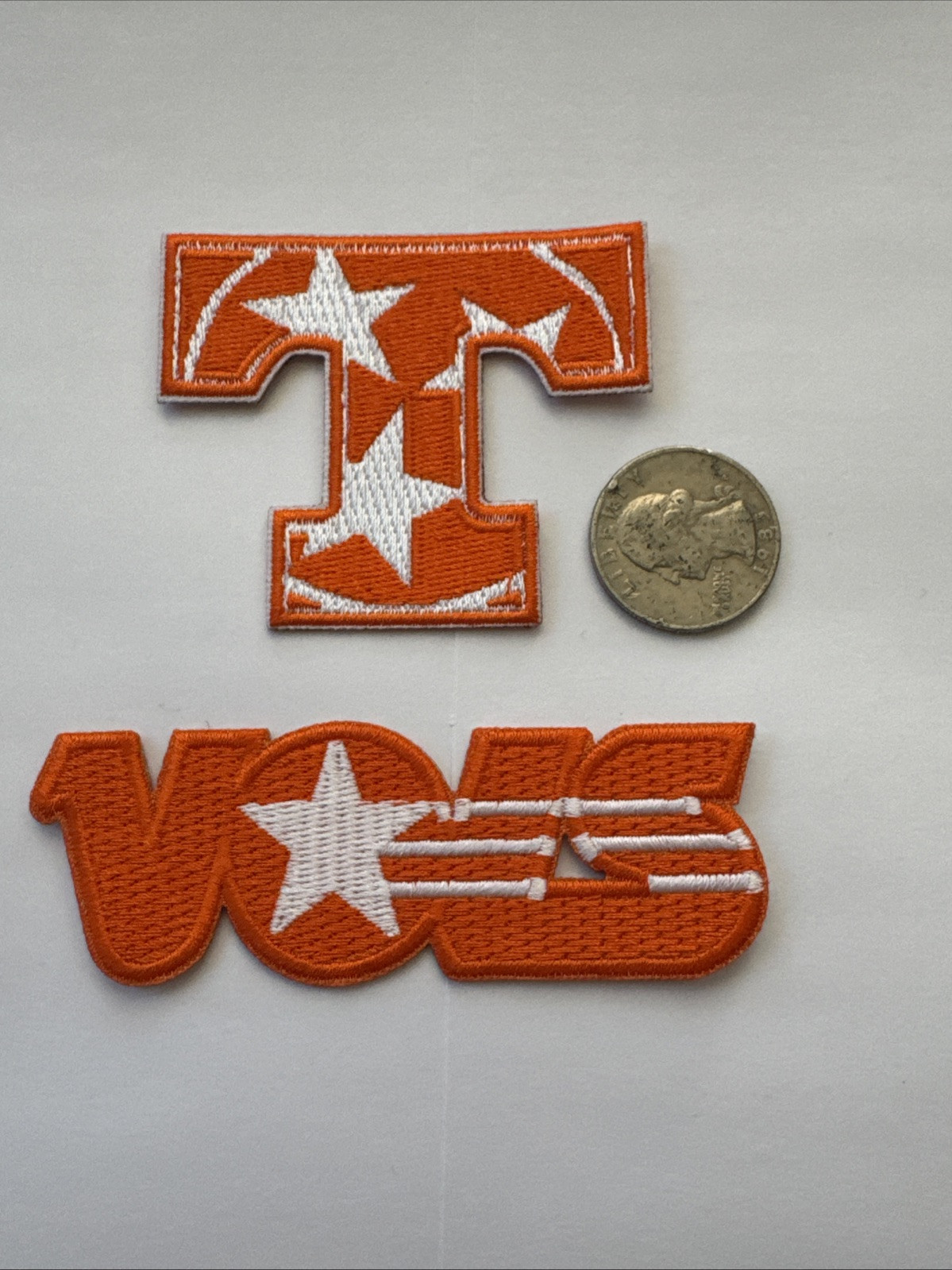 (2)Tennessee Vols volunteers Vintage Embroidered Iron On Patches 3.5 X 1” & 2.5