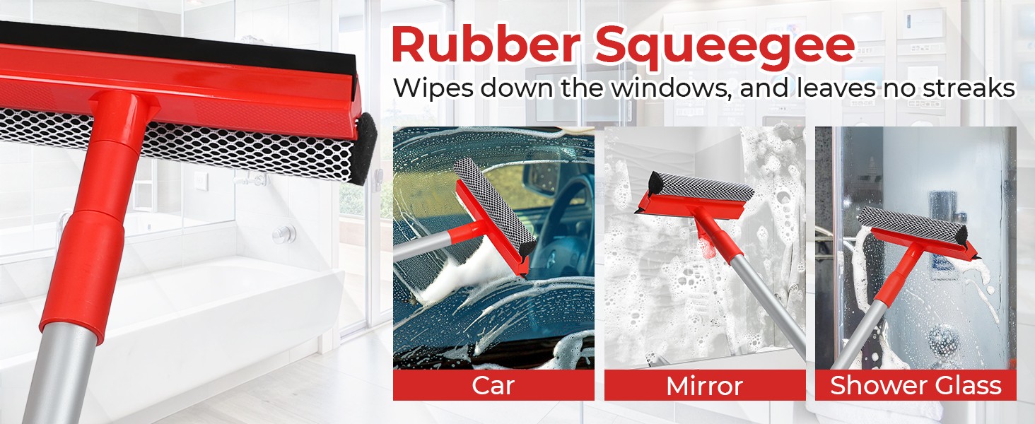 Windshield Cleaner Tool 2 in 1 Car Window Squeegee with Extendable Handle