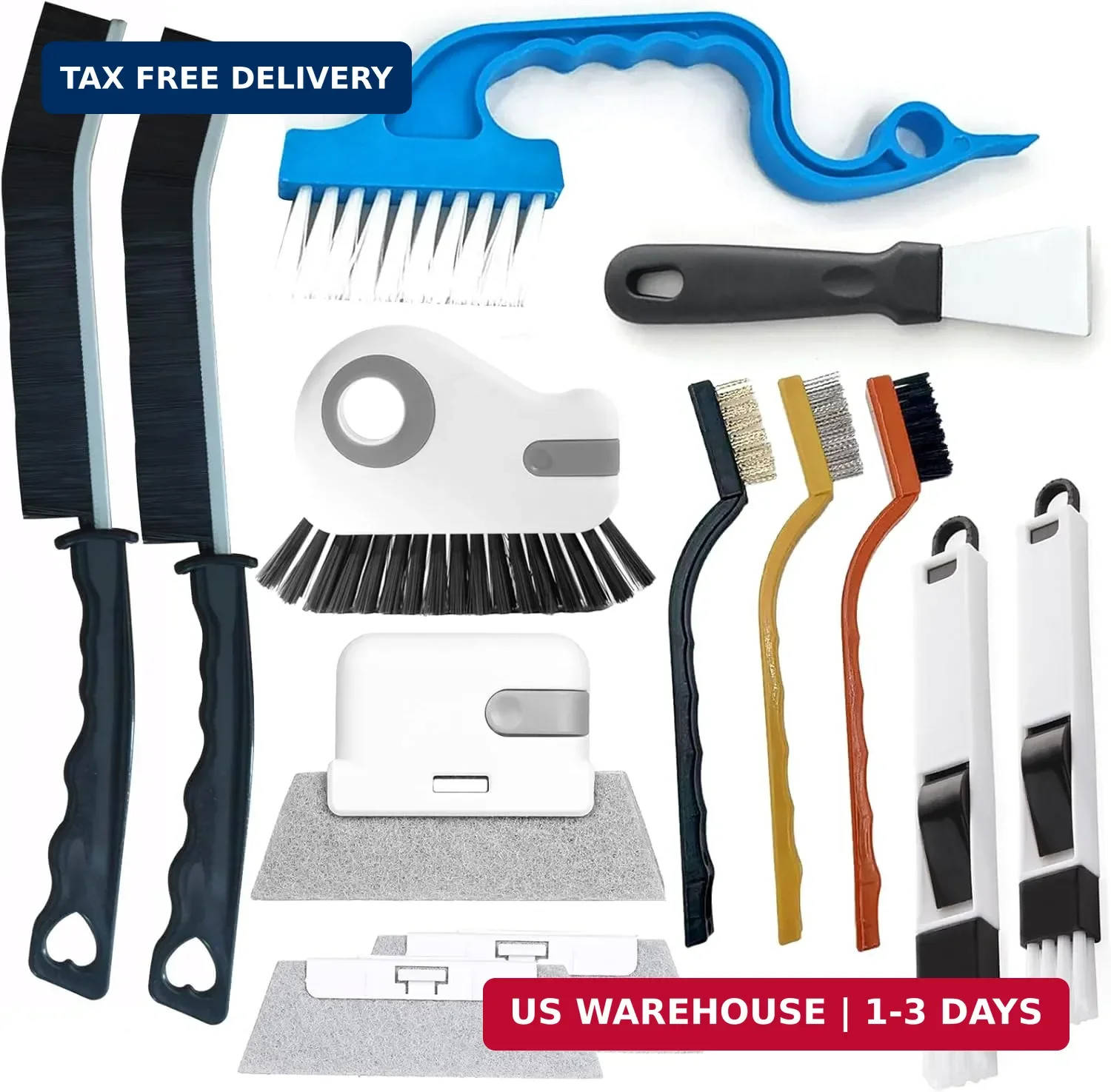 13Pcs Crevice Cleaning Brush Set, Window Groove Cleaning Brush Kit Hard Bristle