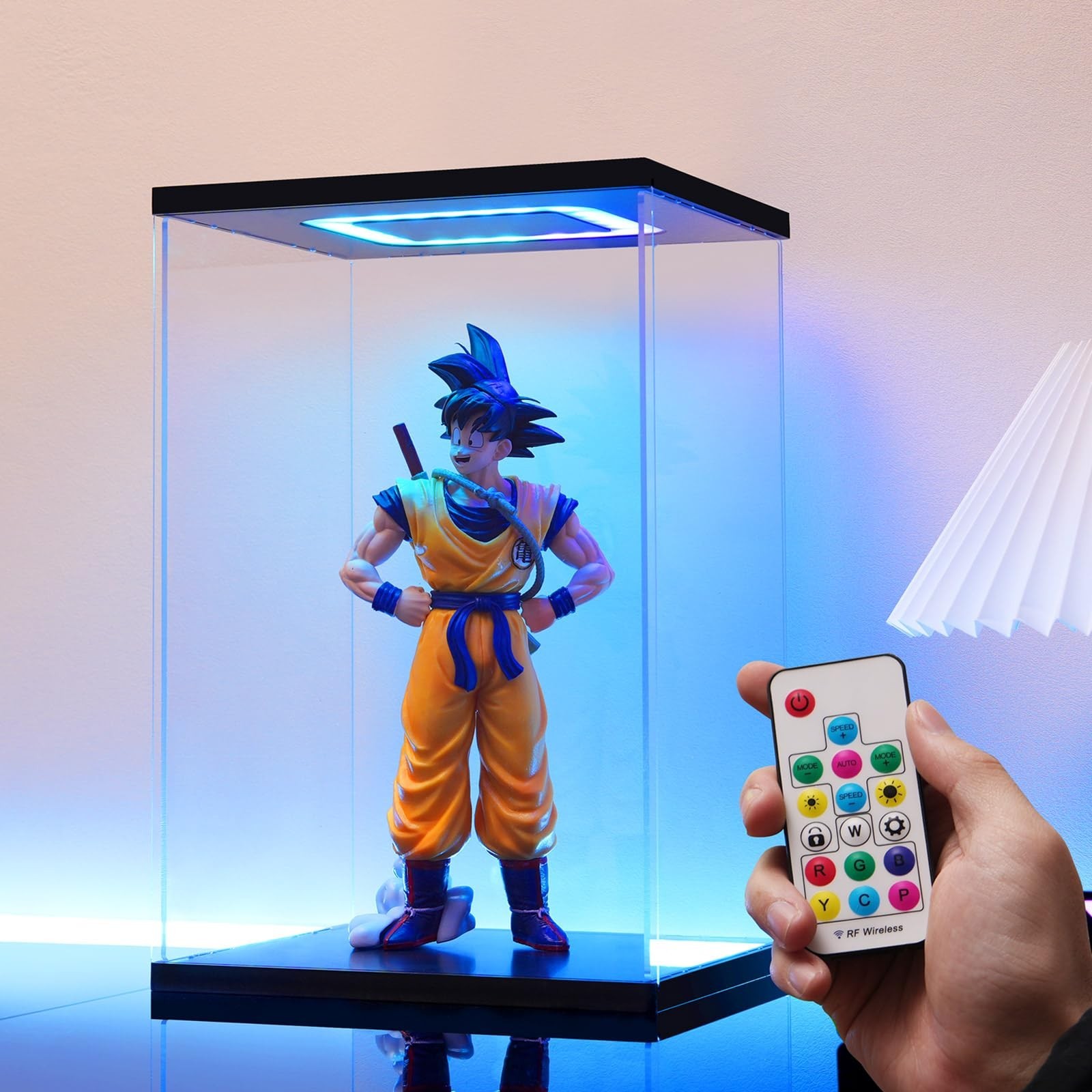 Clear Acrylic Display Case with Light for Miniature House Building Sets, Mult...