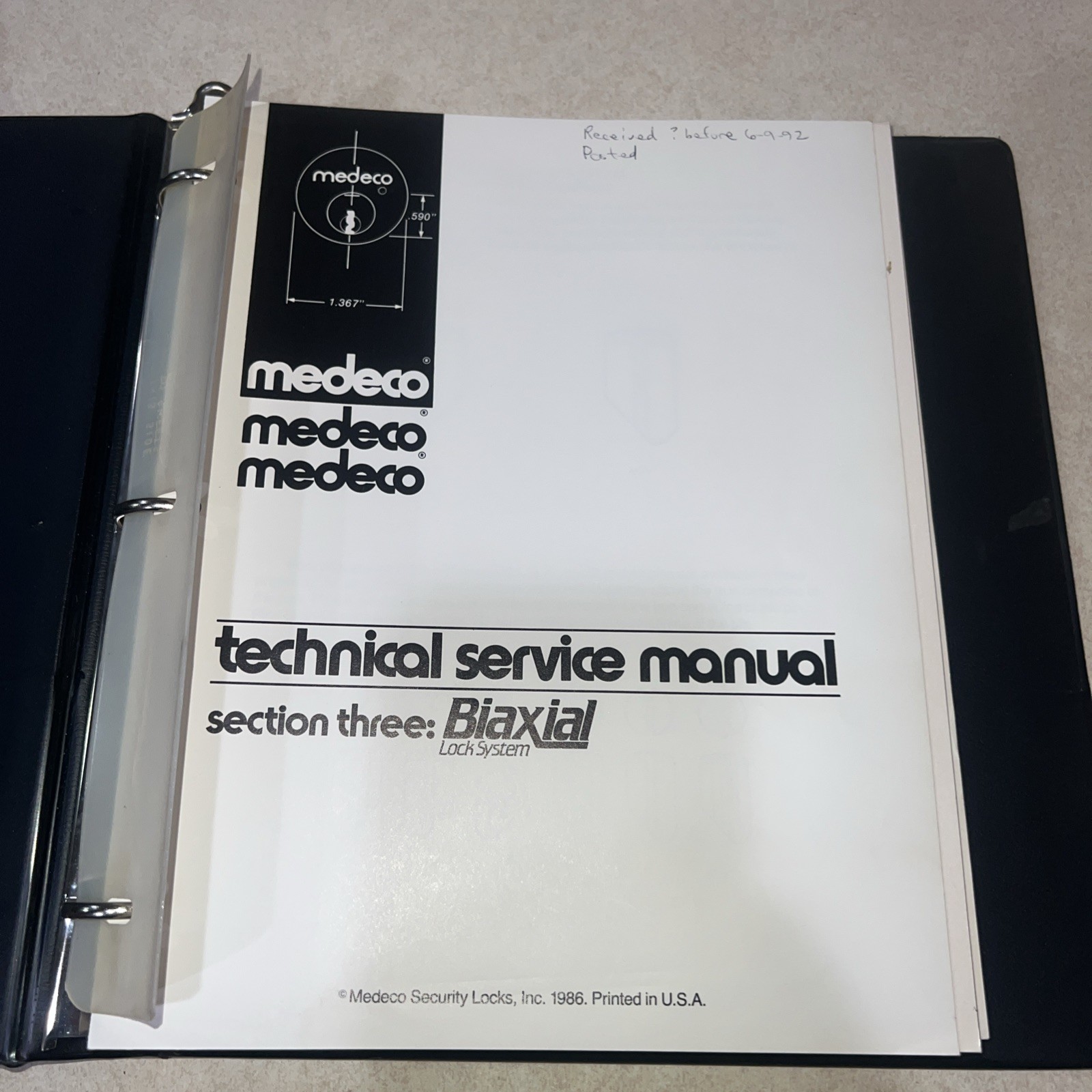 Vintage Medeco Technical Service Manual