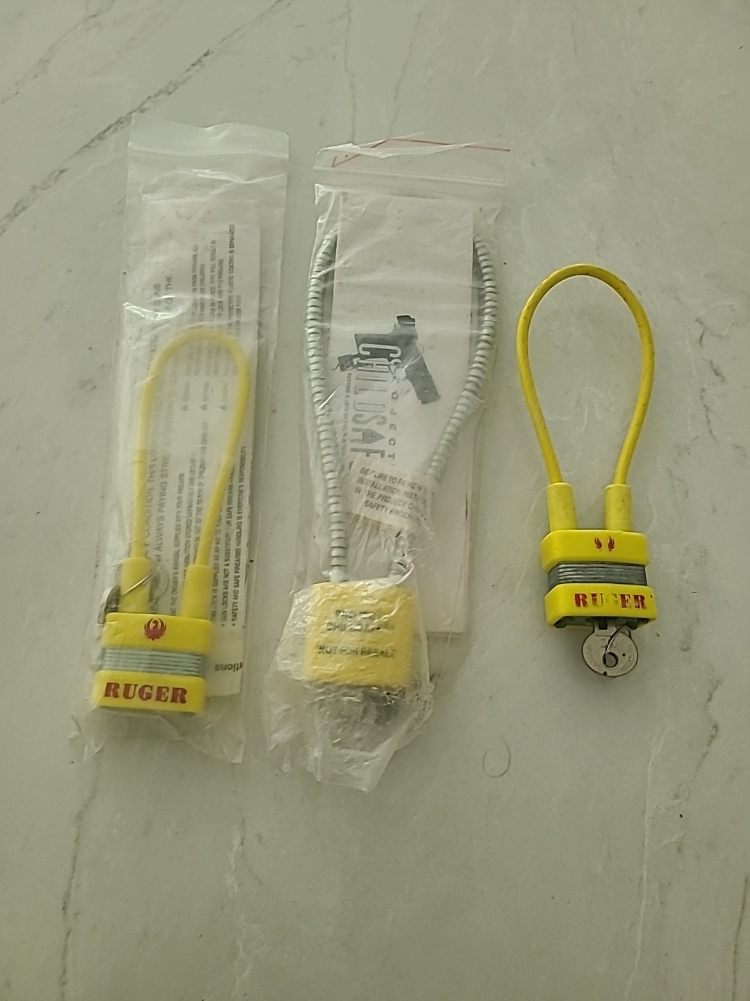 Lot Of 3 Firearm Gun Lock Padlock With Keys Ruger and Project Childsafe