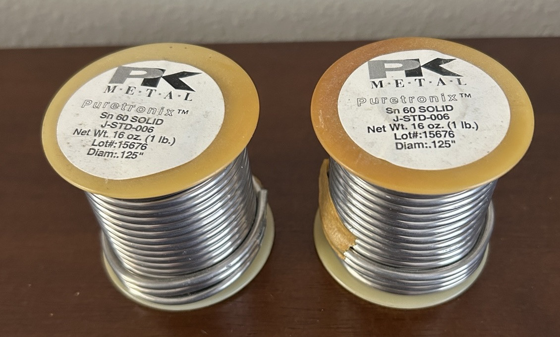 Solder for Stained Glass .125” dia. 1 lb / spool Lot 2 Spools PK Metal SN 60