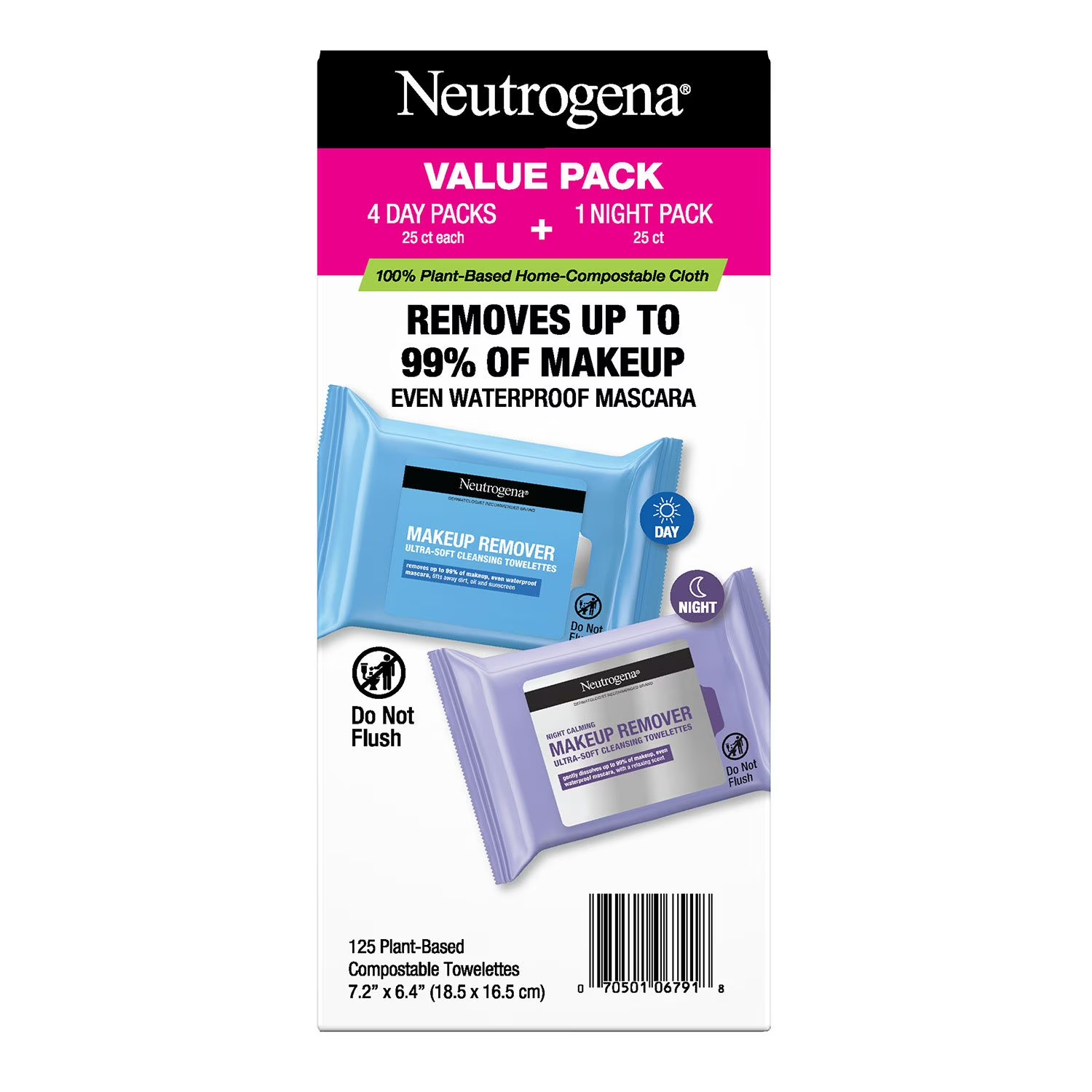 Neutrogena Makeup Remover & Night Calming Cleansing Towelettes, 25 ct., 5 pk.