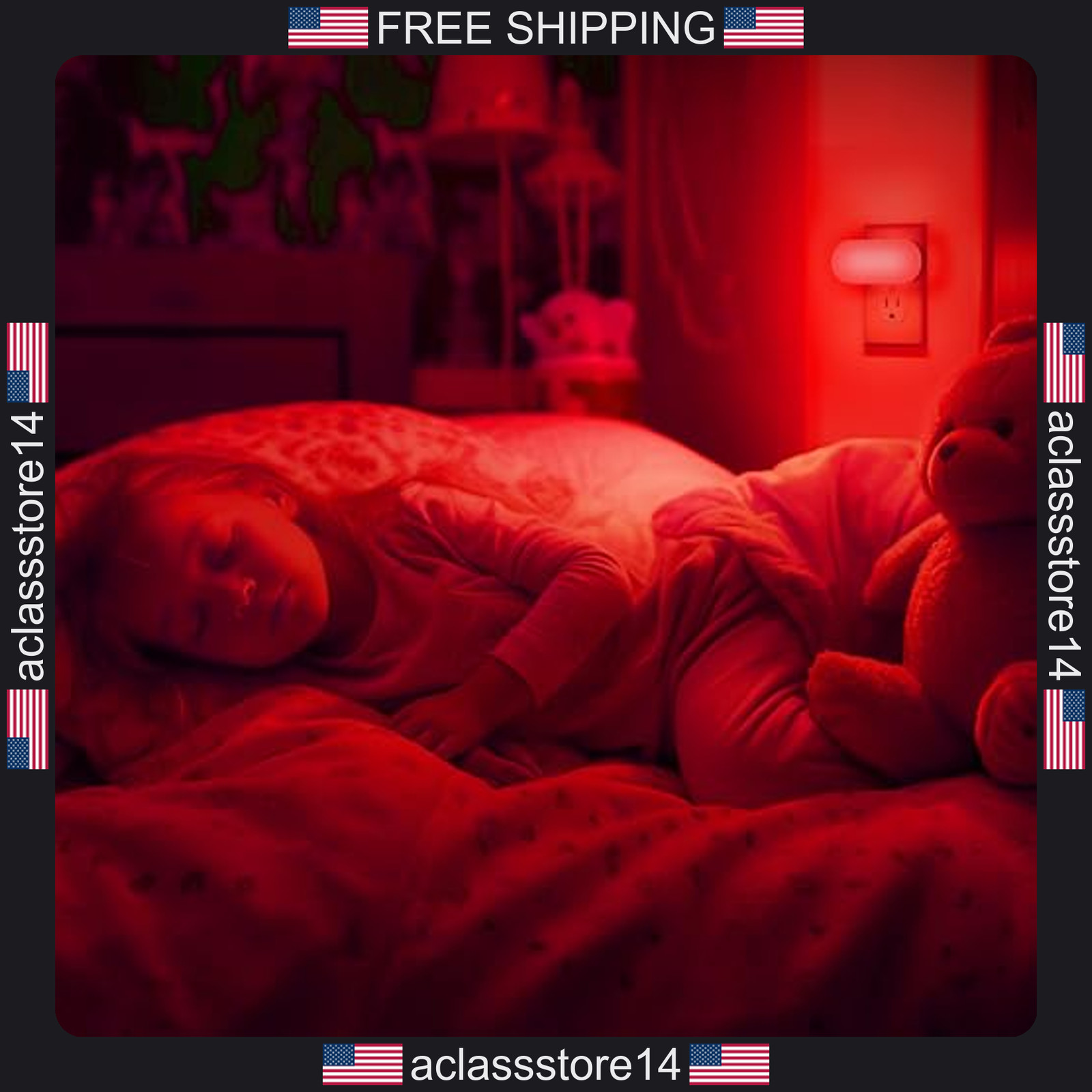 Doreshop Red Night Light 2 Pack, Auto On/Off, Dimmable Plug-In Wall Lights