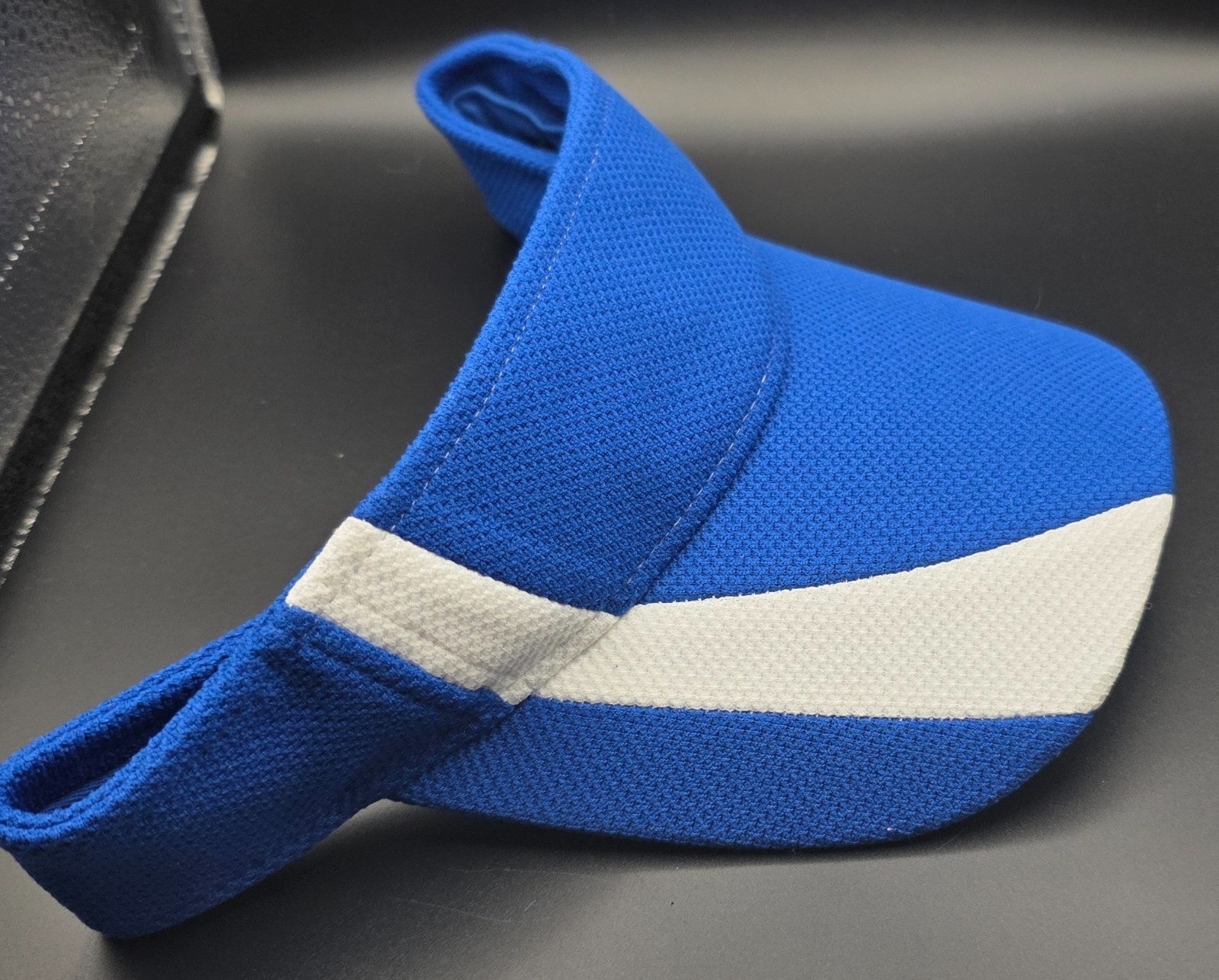 Girl softball visor royal with withe stripe adjustable