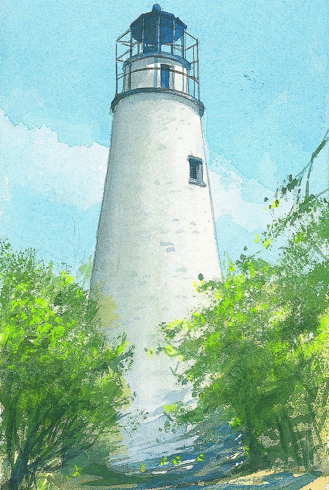 Little Cumberland Island Lighthouse, Georgia. Gerald Hill Watercolor Notecards