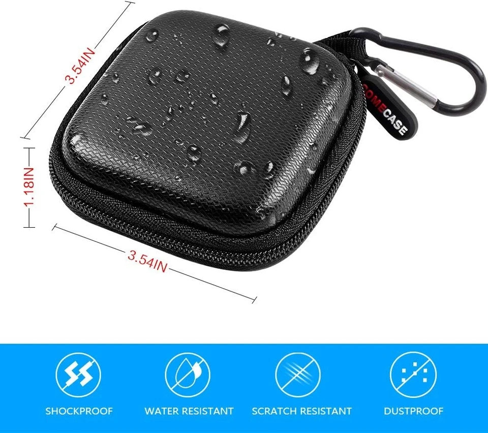 Portable Hard Case For Square Card Reader With Carabiner And Accessory Pocket