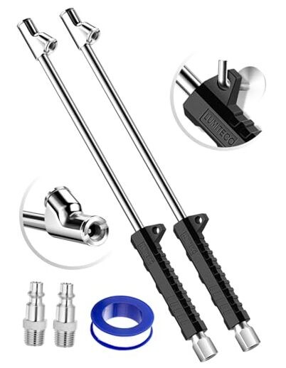 14" Extended Reach Dual Head Air Chuck, 2-Way Connection 1/4" FNPT Straight